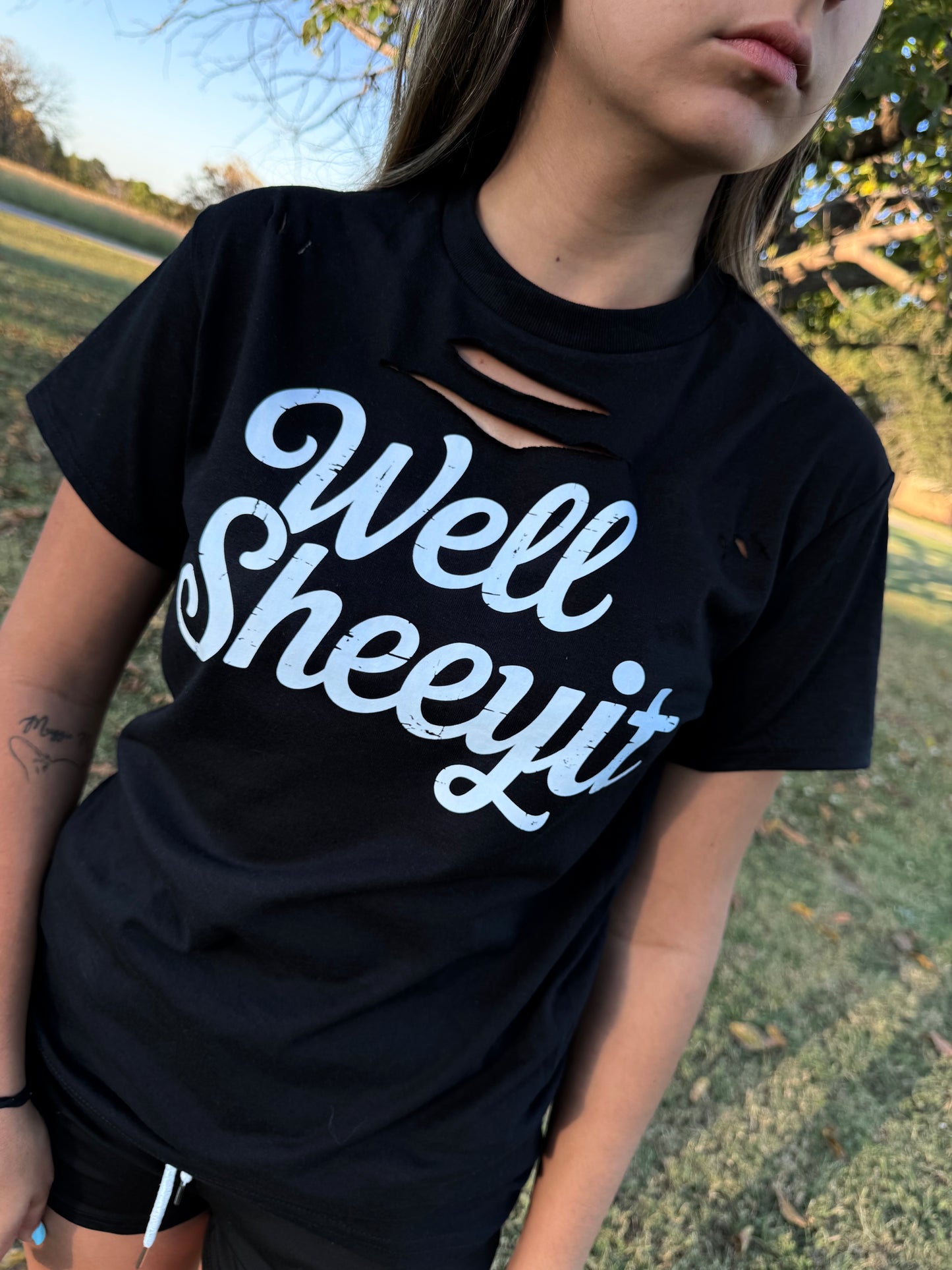 Distressed Well Sheeyit Tee