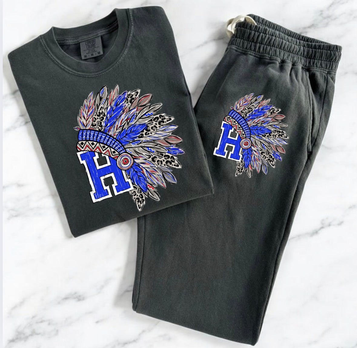 H Headdress Tee & Sweatpants Set