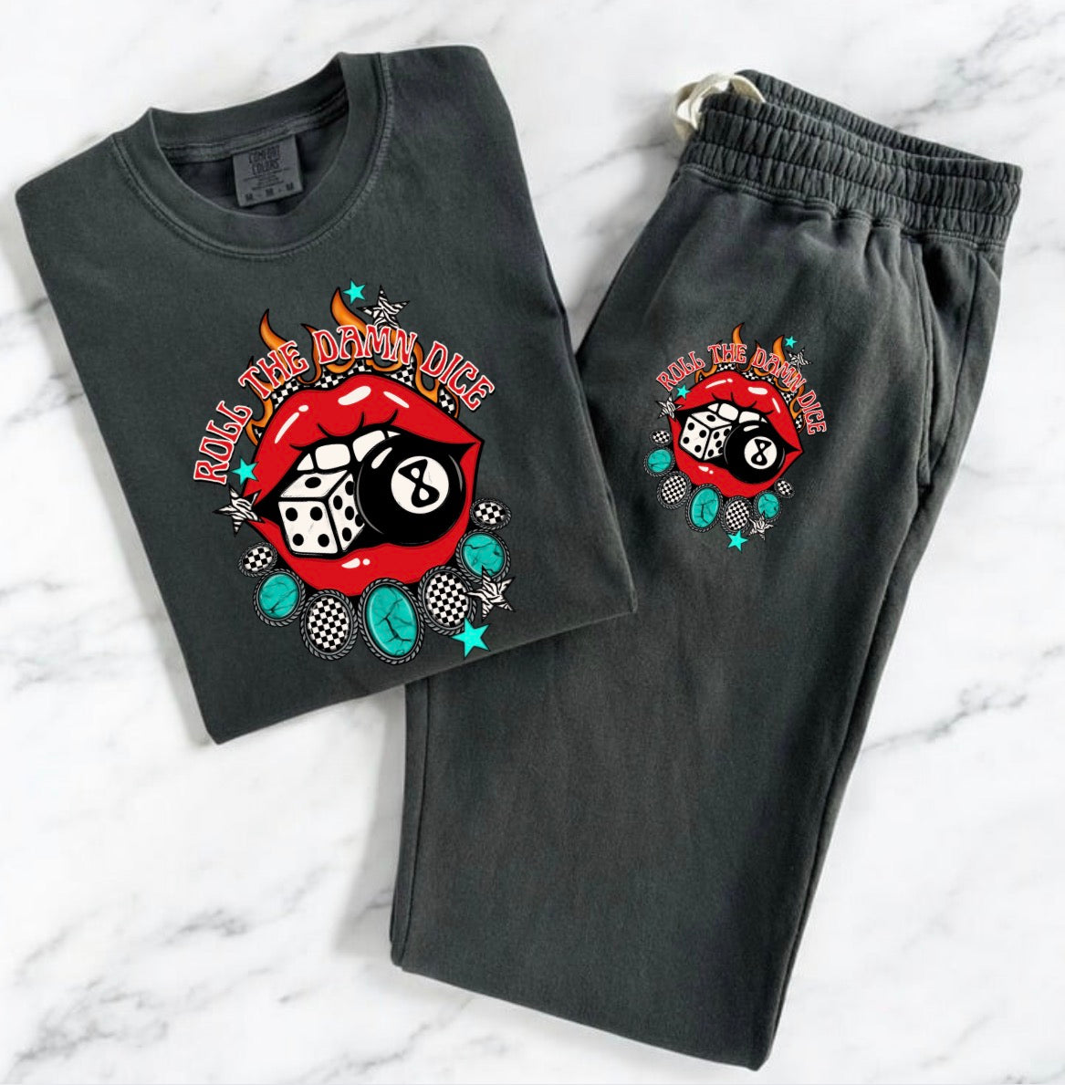Roll The Damn Dice Tee & Sweatpants Set